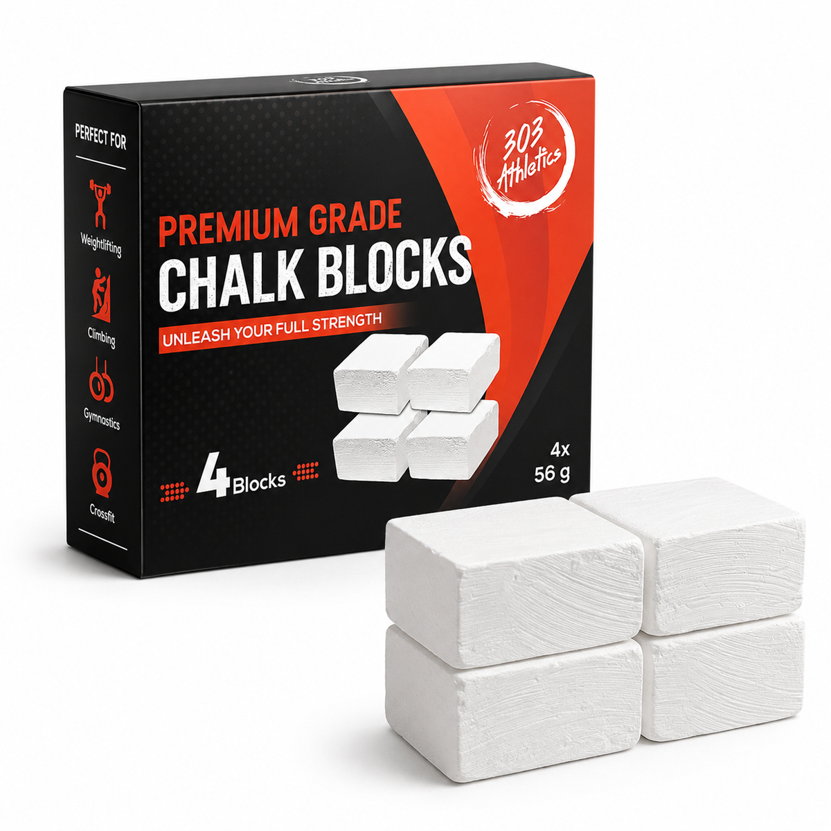 303 Athletics Premium Chalk Blocks im 4er-Set mit insgesamt 224 g