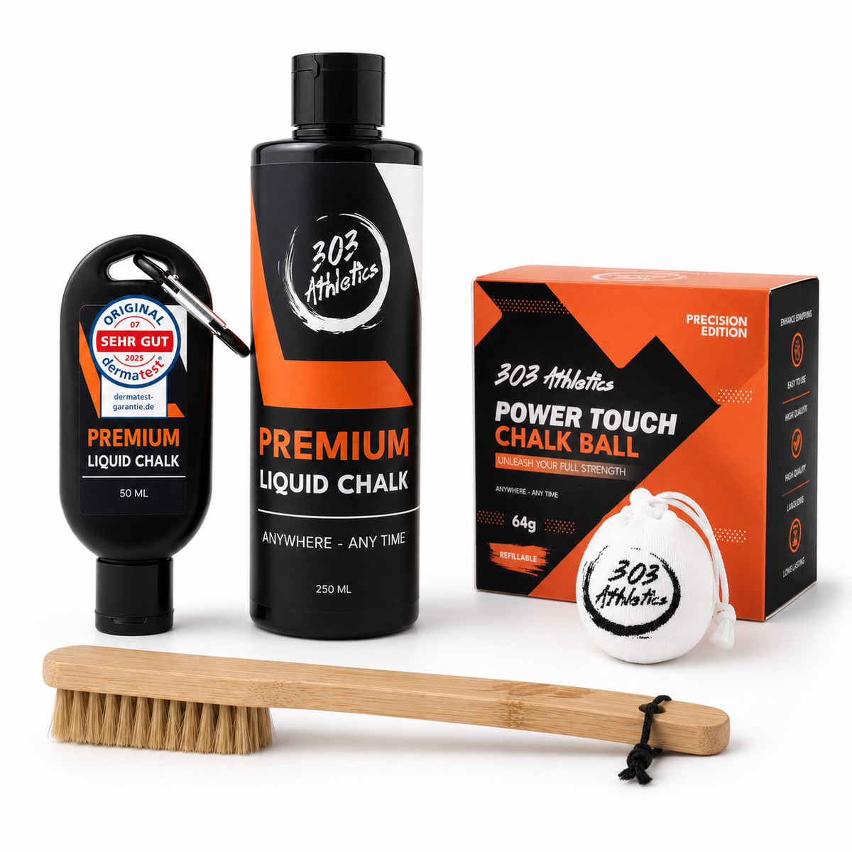303 Athletics Grip Starter Bundle mit Liquid Chalk Set, Chalk Ball und Bamboo Brush