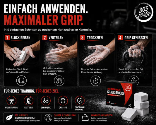 303 Athletics Premium Chalk Blocks für zuverlässigen Grip