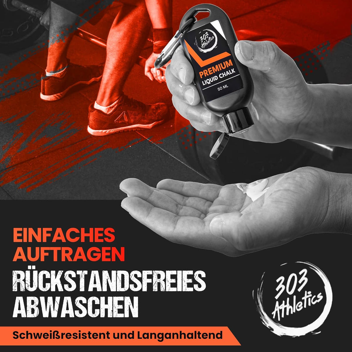 Anwendung von 303 Athletics Liquid Chalk auf den Händen